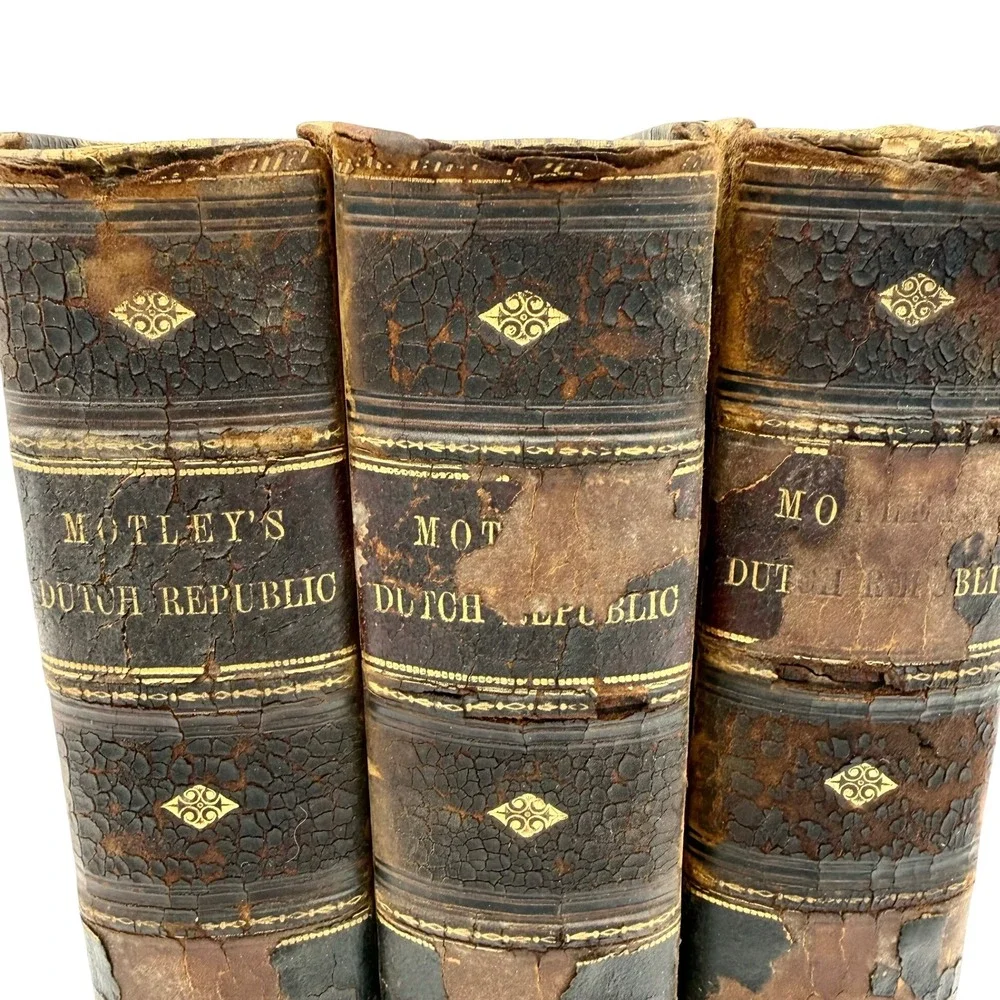 John Lothrop Motley‎ The Rise of the Dutch Republic 1858 3 Vol Half Calf Leather